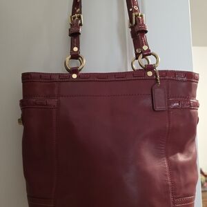 Coach Deep Red Leather Tote